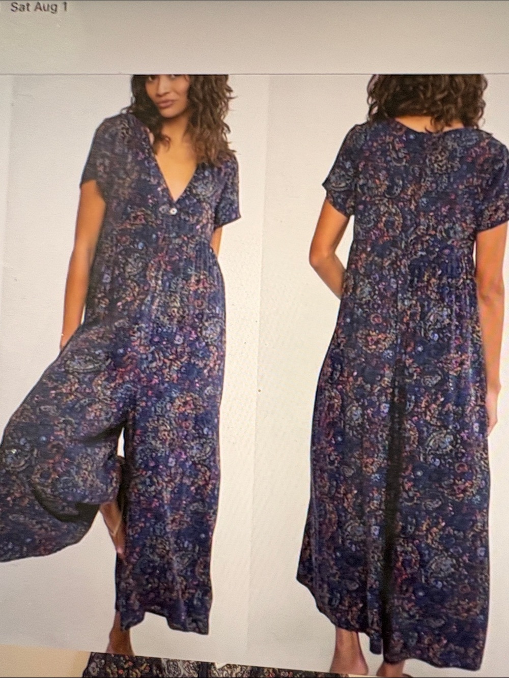 Natural Life Navy Paisley Wide leg Jumpsuit L
